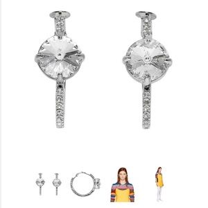 Miu Miu Hoop Earrings Crystal in silver tone